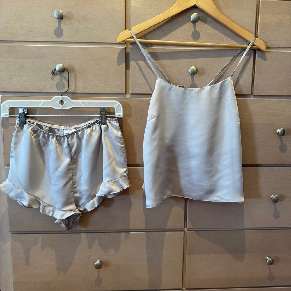 H&M | Champagne Colored Light Satin-Like Camisole Sleepwear Set